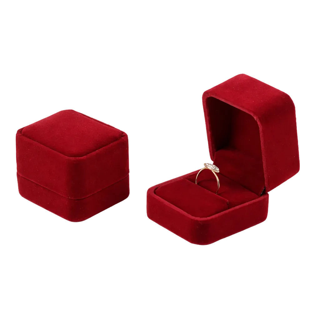 Cutie din Catifea Rosie pentru Inel 5 x 5.5 x 4 cm