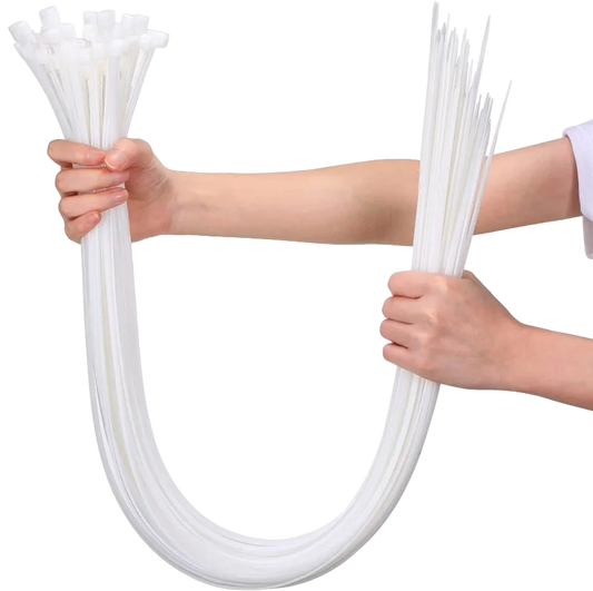 Set 100 coliere din plastic reutilizabile, dimensiuni mari, 7.2 x 700 mm