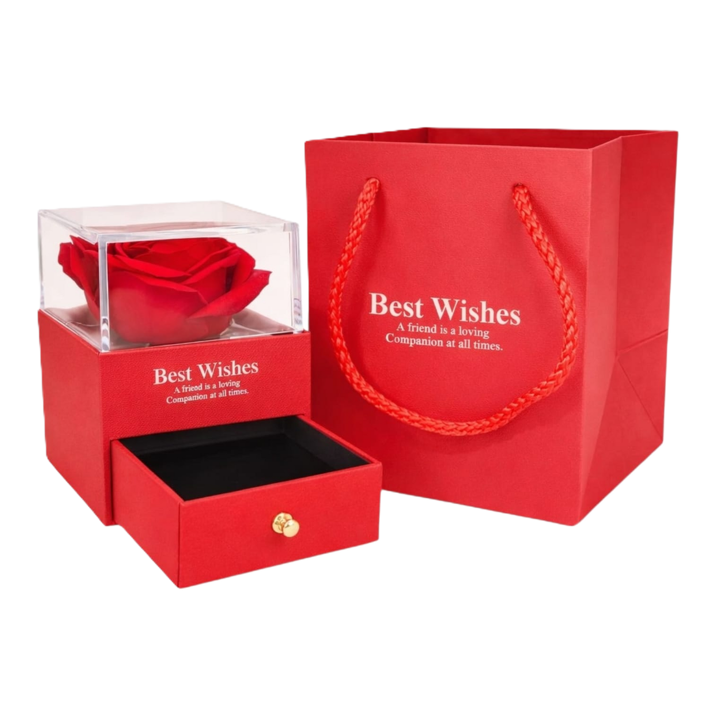 Cutie Bijuterii cu Trandafir  (11 cm x 9 cm)