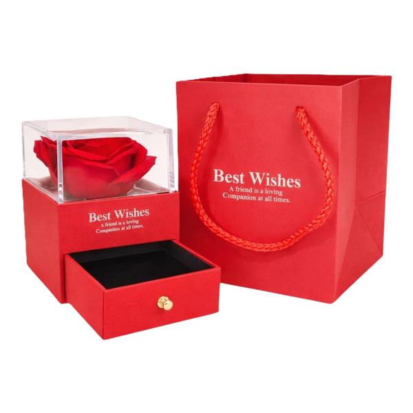 Cutie Bijuterii cu Trandafir  (11 cm x 9 cm)