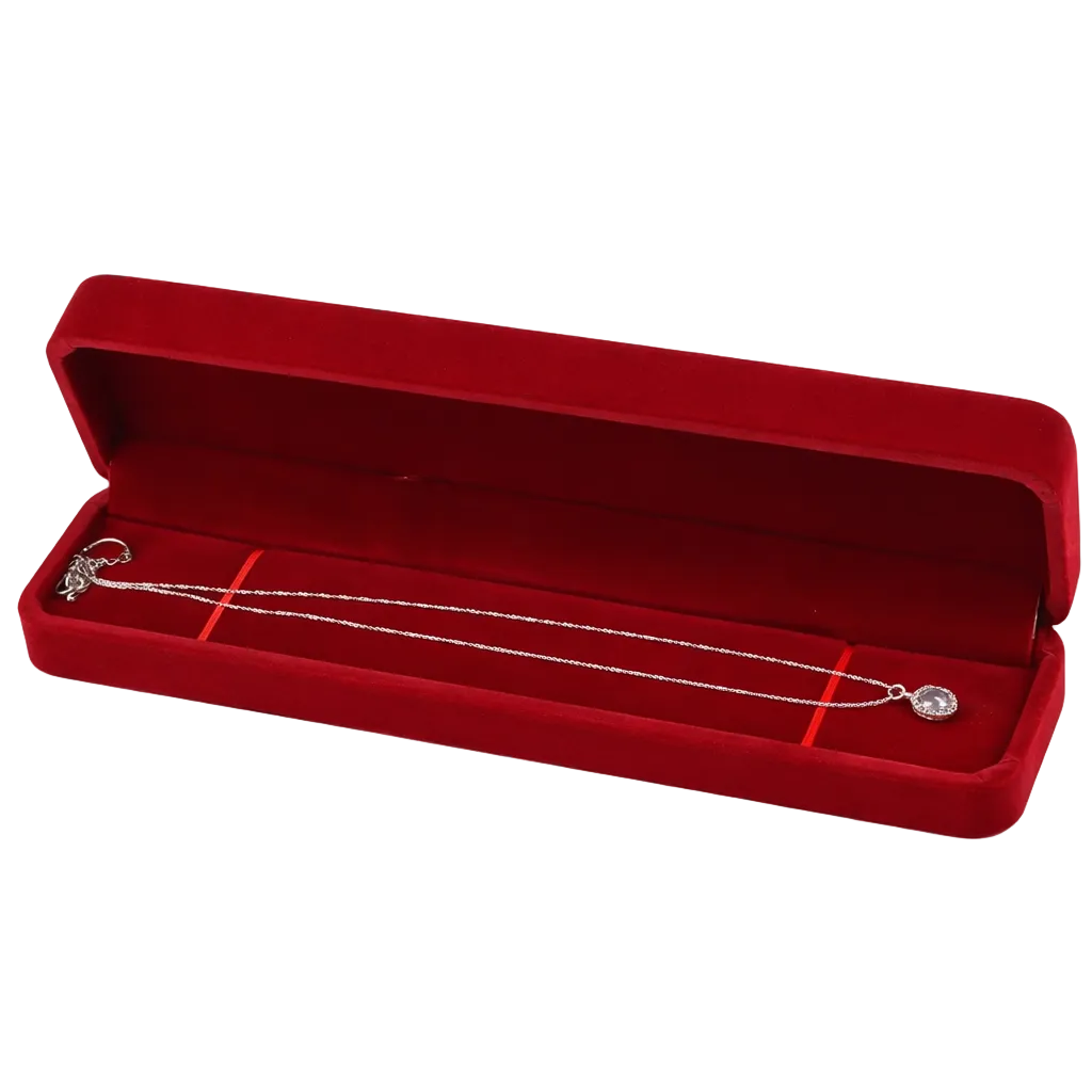 Cutie Bijuterii Catifea Rosie, Eleganta, pentru Bratari sau Coliere, 21 x 5 x 3 cm