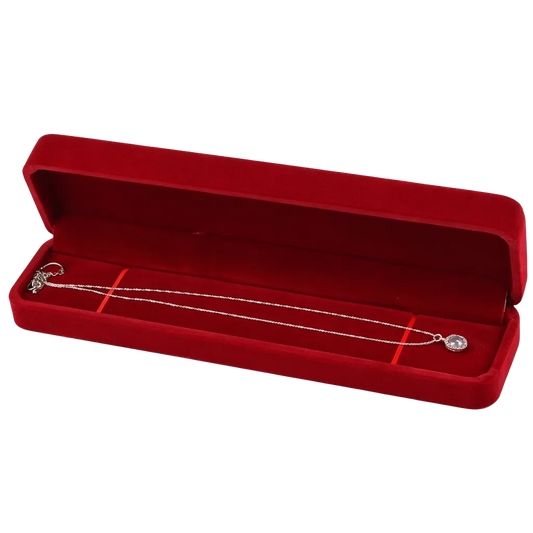 Cutie Bijuterii Catifea Rosie, Eleganta, pentru Bratari sau Coliere, 21 x 5 x 3 cm