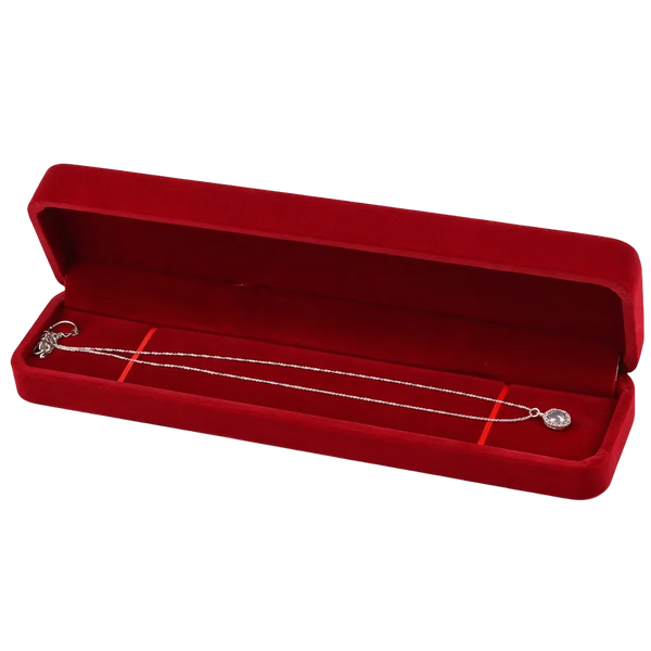 Cutie Bijuterii Catifea Rosie, Eleganta, pentru Bratari sau Coliere, 21 x 5 x 3 cm