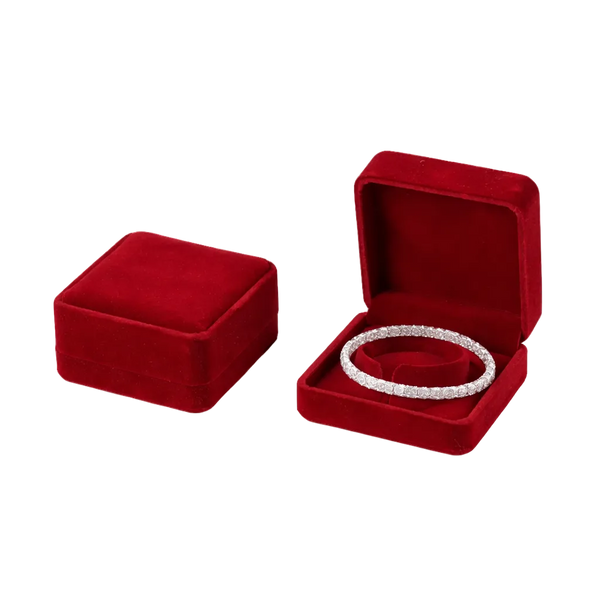 Cutie din catifea rosie pentru bratara cu suport, 9 x 9 x 5 cm