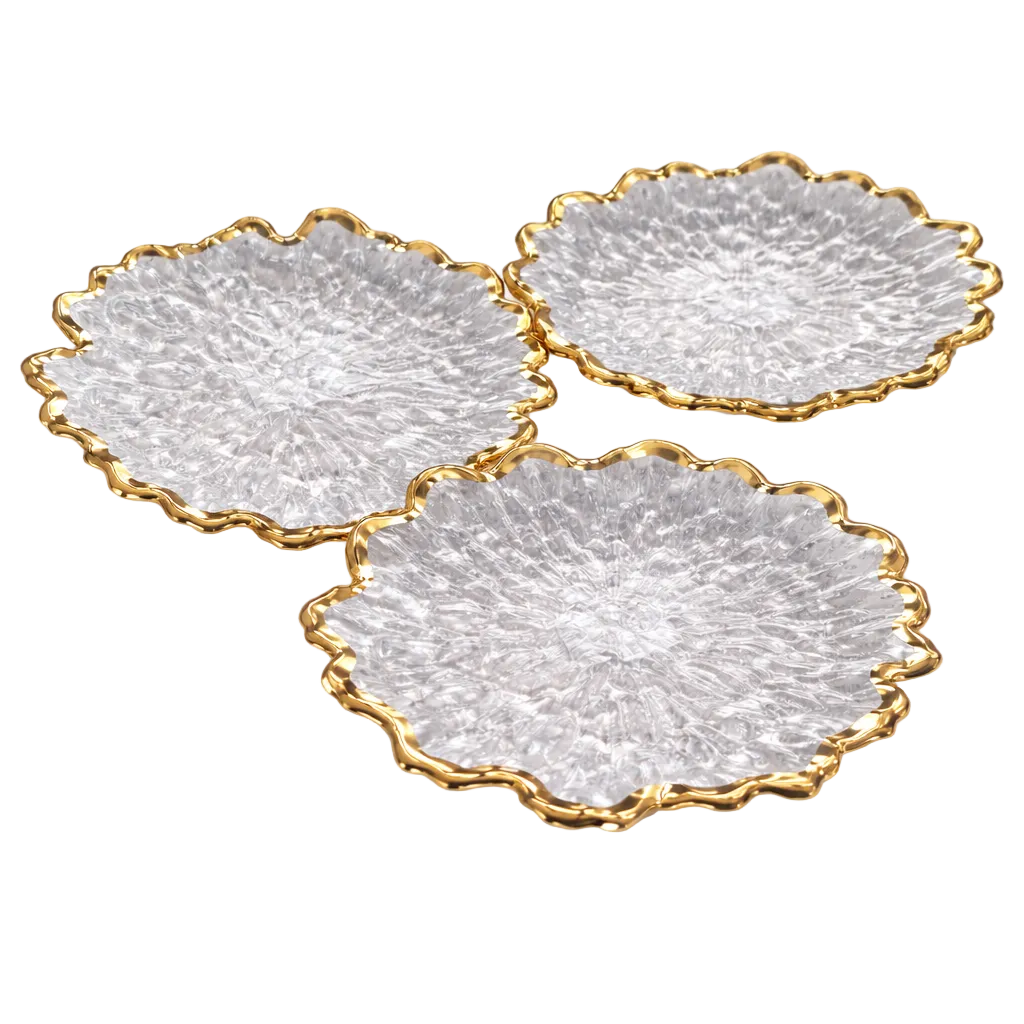 Set 3 farfurii decorative din sticla, 20 cm