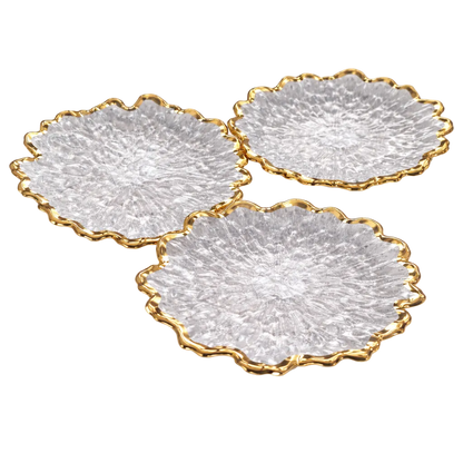 Set 3 farfurii decorative din sticla, 20 cm